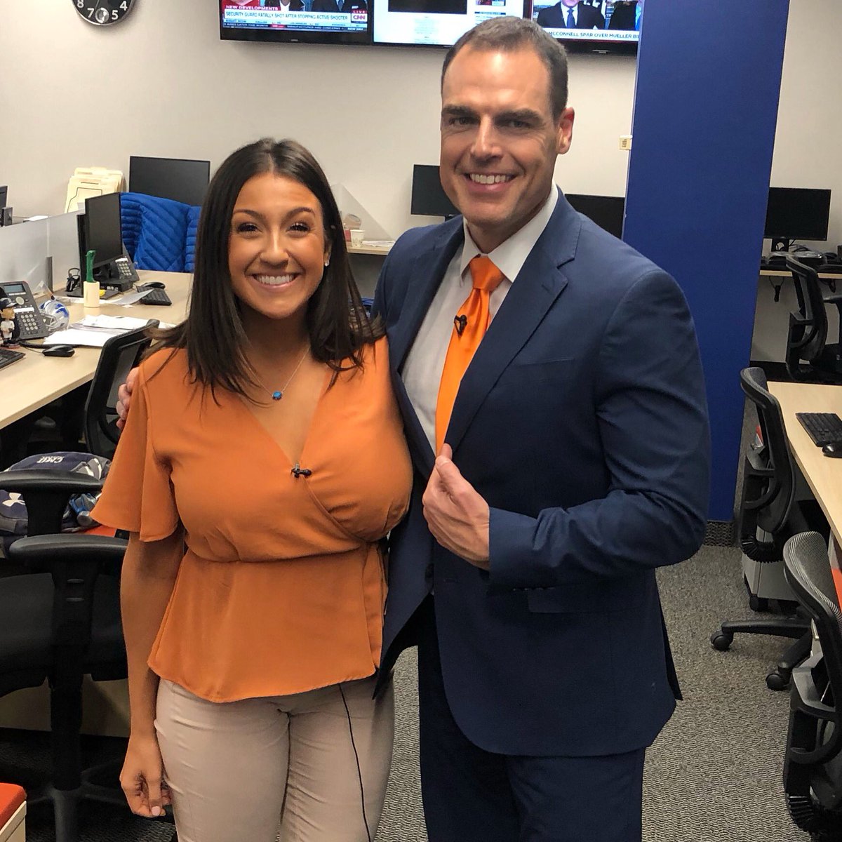 Adam9and10's tweet image. HUNTER ORANGE 
@laurenscafiditv and I are ready for the opening day of Firearm Deer Season on #MichiganThisMorning!  We’re here til 9. @9and10news #local32 #northernmichigan’s #number1waytostarttheday #hunting