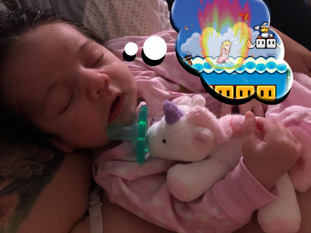 SpideyShady's tweet photo. In a house of gamer geeks what else could she be dreaming about amirite? #futurestreamer #Gaming #Twitch #pcprincess #babygamer #DREAMS #MyEverything #princessaurora #minime https://t.co/GSwD0E4VV0