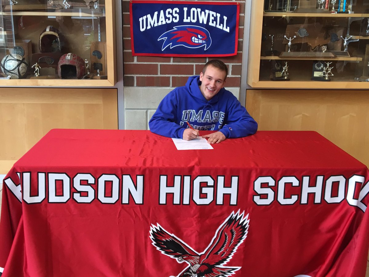 Congratulations to Michael Blake on signing his NLI to attend UMass Lowell and be part of the @RiverHawkXCTF team. Michael currently holds five school records and TWO State Championships in the 55m and 300m!! #hawkforlife #proudAD @metrowestdaily @tgsports