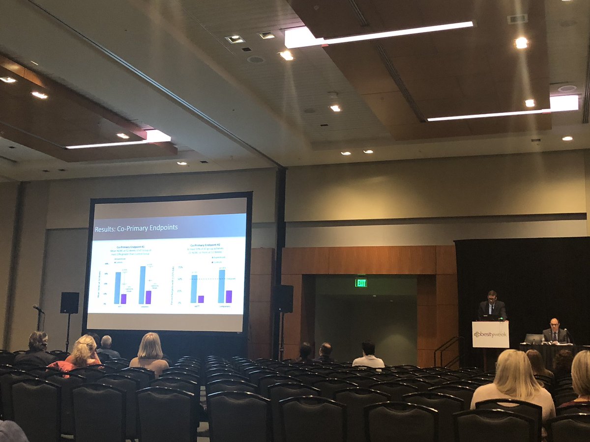 PopovVioleta's tweet photo. The PATHWAY trial with 4 years follow up. More than 65% of @AspireAssist patients maintained at least 10 % #weightloss , with average    total weight loss of about 18%. @MetabolicEndo presenting @asmbs @ObesitySociety session during #ObesityWeek2018 https://t.co/huLns5Fyqw