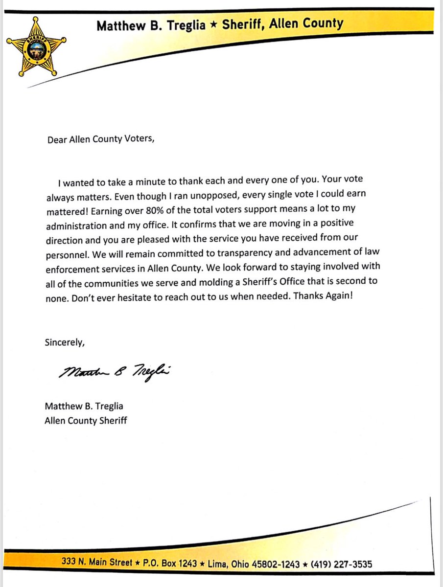 A message from Allen County Sheriff Matthew Treglia.