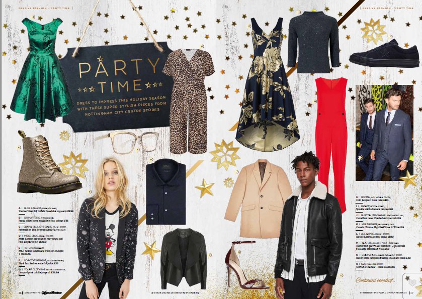 FlyingHorseWalk's tweet photo. With the Christmas light switch on taking place tonight we are feeling Christmassy! Time to pick out a party outfit from the @itsinnottingham Christmas magazine featuring @gigibottegaUK and @Slaters1973 Pick up a copy of the mag from #flyinghorsewalk #christmas #partyoutfit https://t.co/lMjfZpeiDu