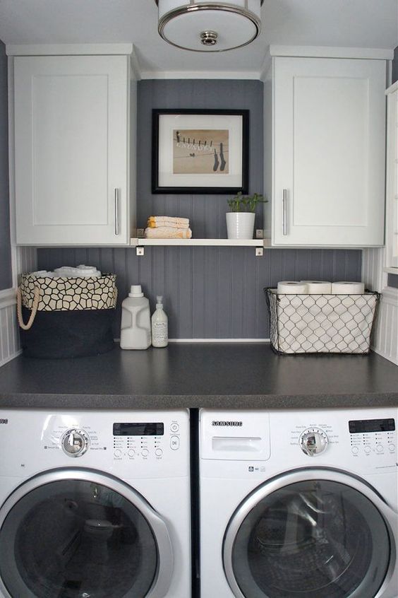 A creative way to make the best with your laundry room space. #laundrystorage #laundryroom #laundryroomstorage #storageideas #laundry #laundryroommakeover #laundryroomgoals #laundryrooms #laundryroomdesign #laundryroomdecorations #laundryroomorganization #storage