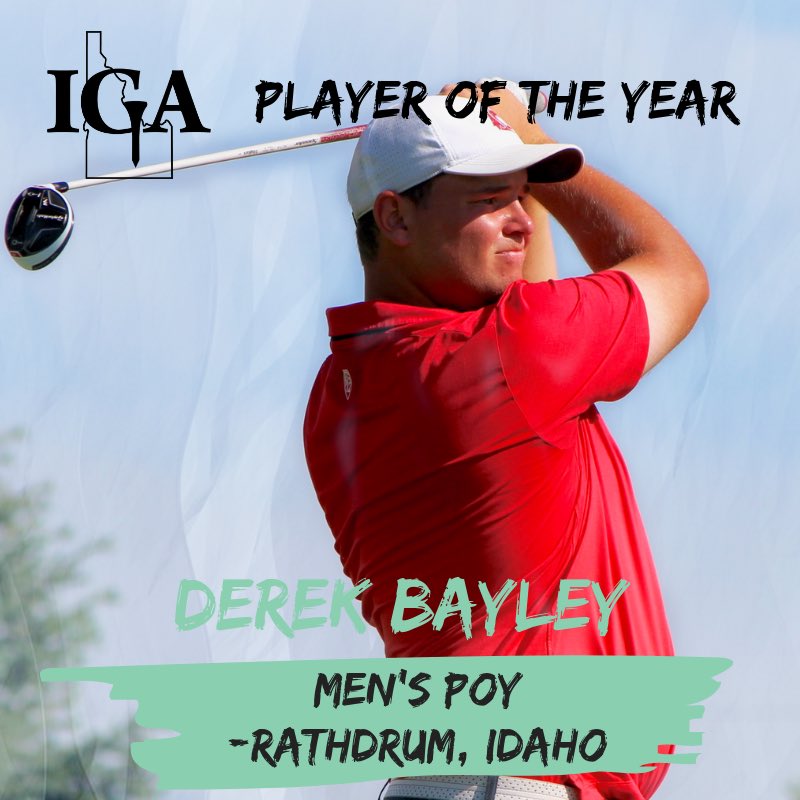 IdahoGA's tweet photo. Congrats to Derek Bayley of Rathdrum, Idaho on being named the 2018 Idaho Player of the Year. Among Derek’s highlights were a win at the 2018 Idaho Match Play Championship, top 20 finish at the Pacific Coast Am, qualifying for the US Am and US Four-Ball. @Derek_Bayley #IdahoGA https://t.co/d5Ogx0ycbu