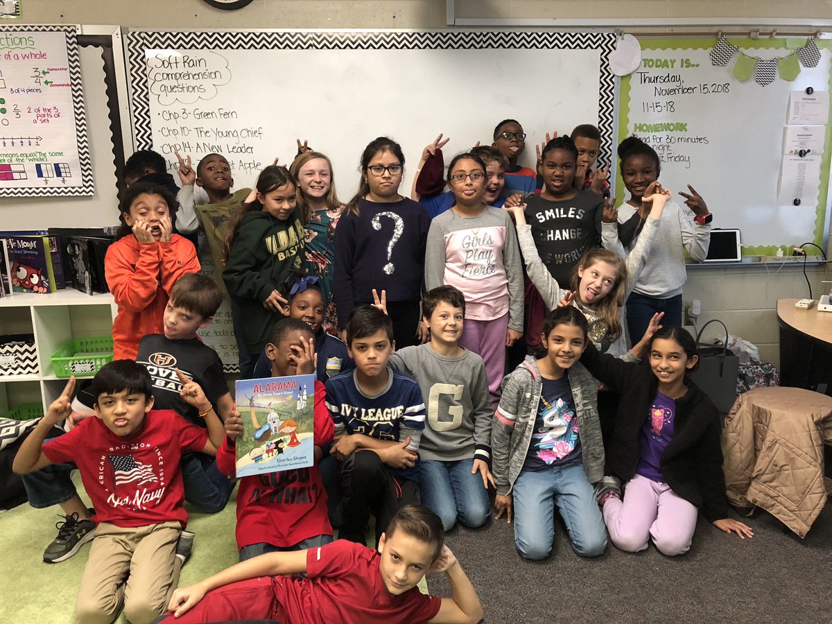 We read “Alabama My Home Sweet Home” as part of #ReadAlabama in <a href="/villanikids/">Mrs. Villani</a> class! <a href="/FatherGooze/">Charles Ghigna</a>, thank you for the awesome learning opportunity. We all come from different backgrounds, but Alabama is what brought us together 💙🏈🎵