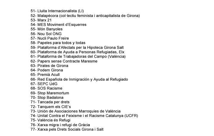 Us deixem el comunicat llegit i la llista amb les 77 entitats que s'hi han adherit.
Perquè volem una ciutat cohesionada i acollidora!
Juntes contra el racisme institucional!