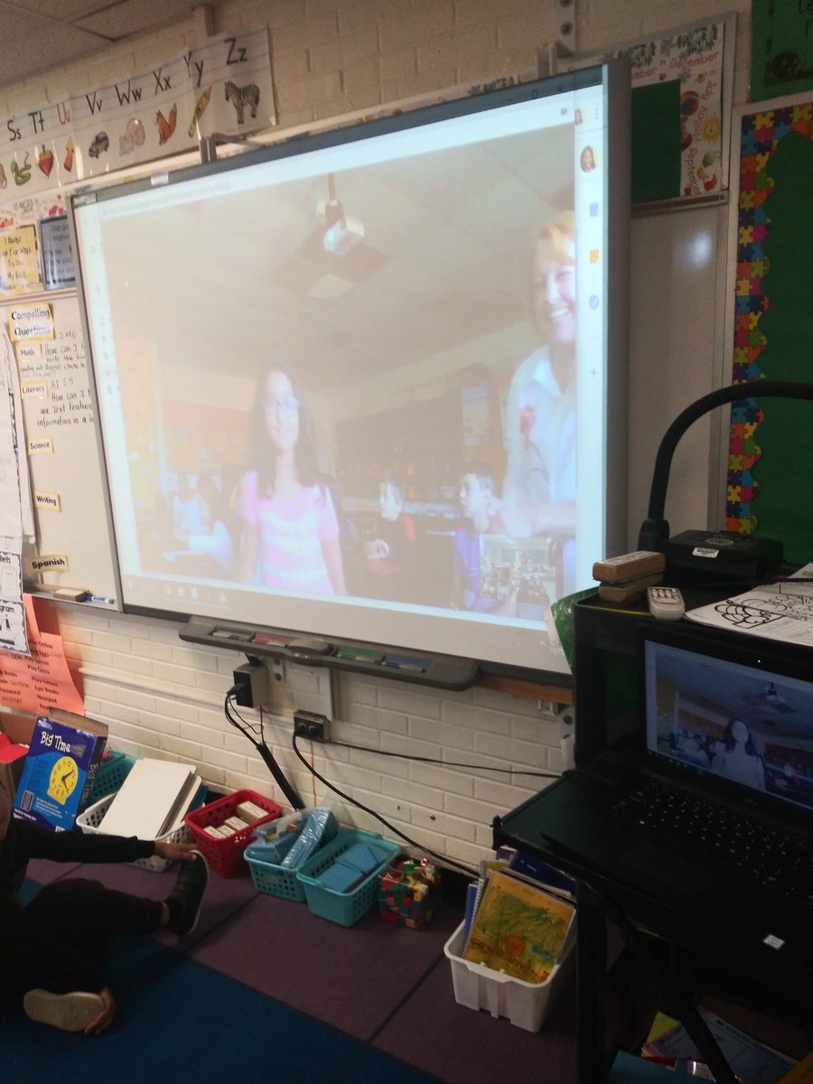 BlackfordAva's tweet photo. We connected with a class in Texas using Empatico to share our culture and talk about similarities and differences, landmarks, the weather and time. We found out that Texas is 1 hour behind us and it is sunny and warm.@eaepanthers @participate https://t.co/Mp9sP9mULl