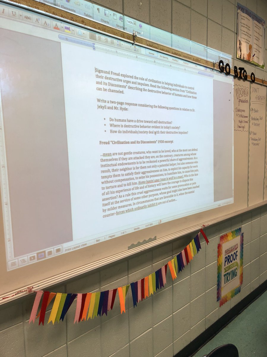 mrscoacheasley's tweet photo. Wrapping up our novel study of Dr. Jekyll and Mr. Hyde by making connections to the theories of Sigmund Freud. #OMSJacketLife #webquest #readitwriteit #influencersofliterature @OMS_Jackets https://t.co/wom27V9Q6x