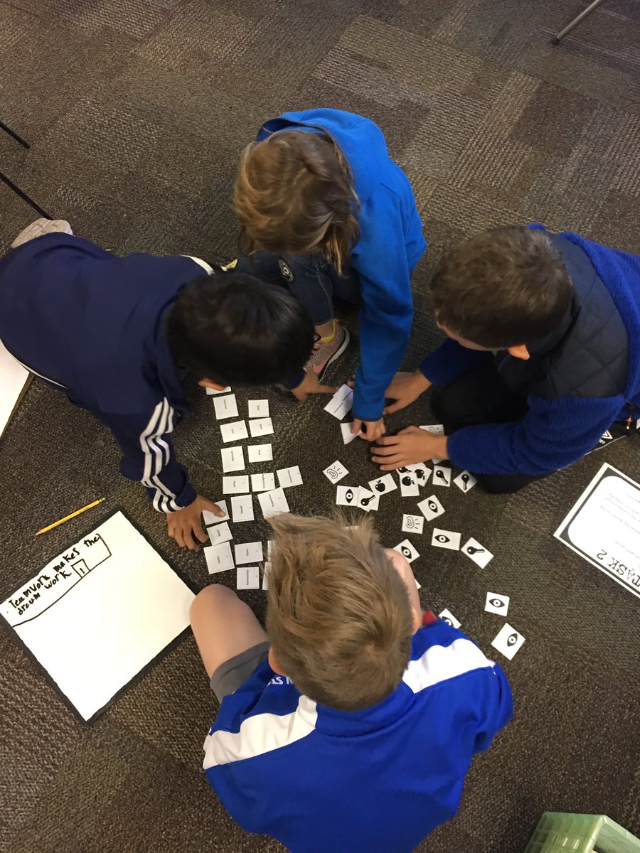 Leinenbach4th's tweet photo. 4th graders stuck inside and missing trip to Coloma b/c of air quality, so we’re making up for it by building our community in many ways today.First up reading to kindergartners &amp; working together through an escape room challenge. Teamwork makes the dream work! @GardnerGrizzly https://t.co/RD8W6gFEuM