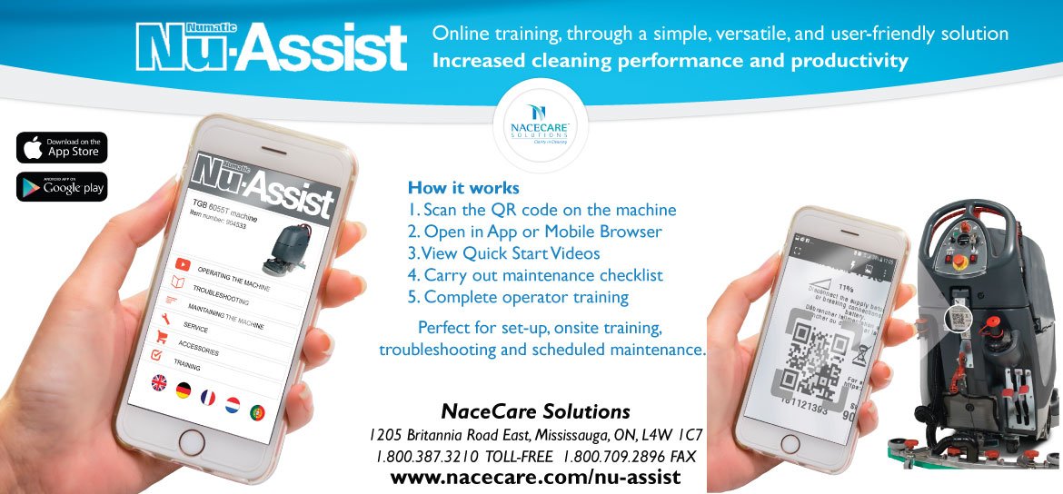 #Nacecare launches the Nu-Assist app, a clever digital assistant for our scrubbers.
Nu-Assist provides user instructions, videos, technical drawings, accessories listings and troubleshooting.
It’s tech support in the palm of your hand!
For more info: bit.ly/2TePUfz