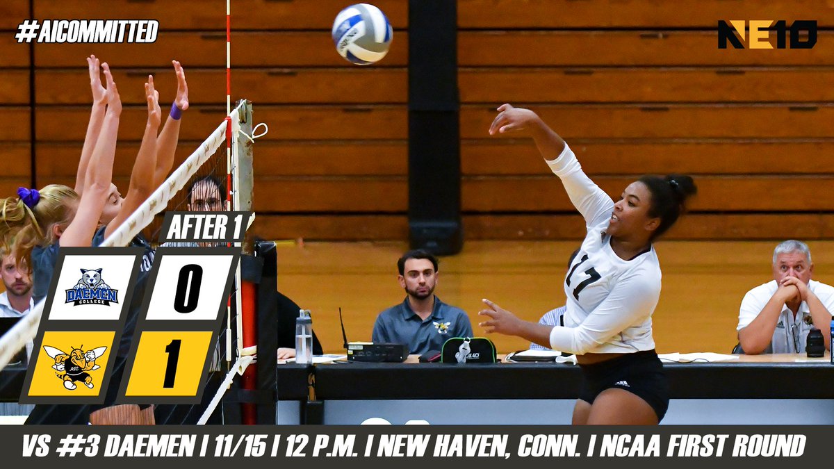 aicathletics's tweet photo. VB: #AICvb takes the first set 25-13 in the opening round of the @NCAADII Tournament.
#AICommitted https://t.co/hwZf4QPjPA