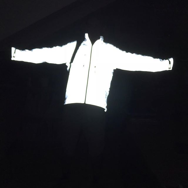 weareglidden's tweet photo. Neil demonstrates his new cycling jacket - straight out of the iPhone, no filter, no Photoshoppery #reflective #jacket #veryhiviz #graphic https://t.co/hD5ZB4CRy0 https://t.co/vstADz15ZU