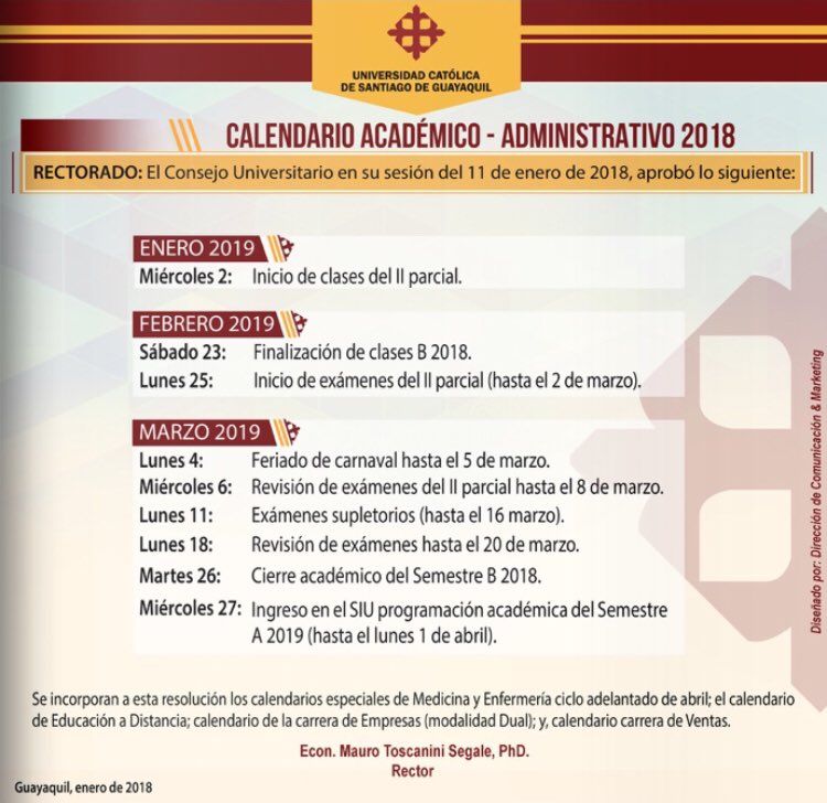 aeduc2018's tweet photo. ▶️Compartimos el calendario académico - administrativo de los meses de noviembre, diciembre del 2018 y de enero a marzo del 2019. Favor tomar en cuenta las fechas importantes. #AeducInforma https://t.co/QA9s45OnEI