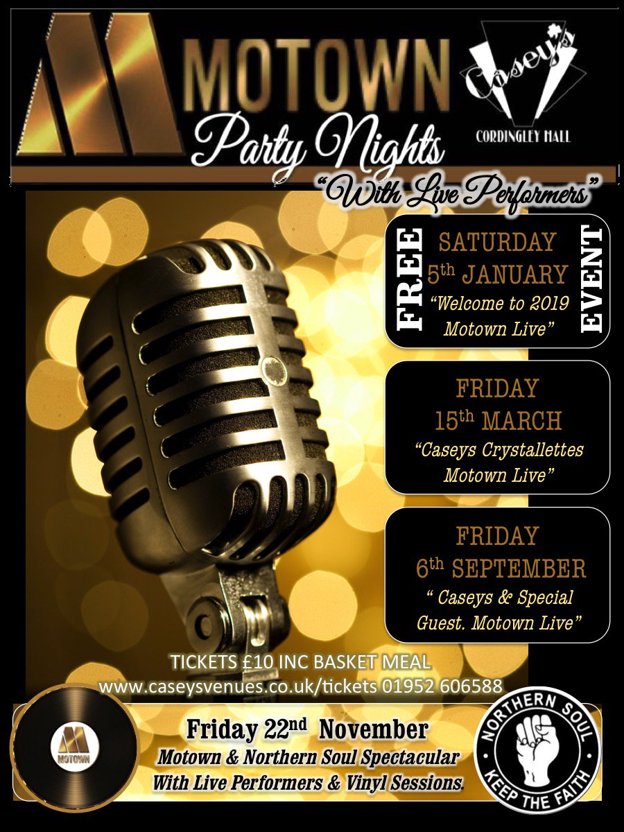 Join Casey’s on SATURDAY 5TH JANUARY for our First Night of Motown with a Live Performances and Motown DJ!
FREE ENTRY!!