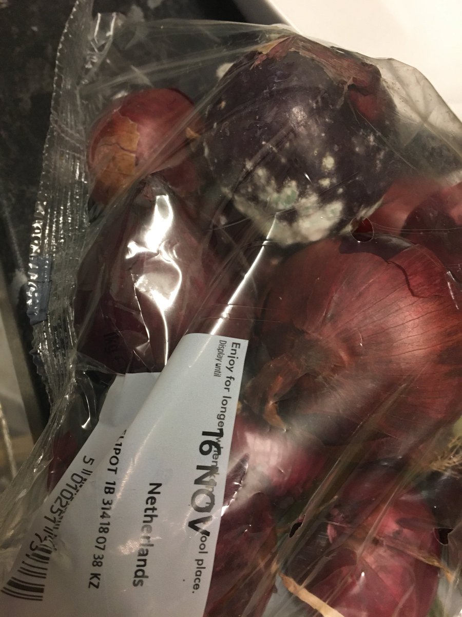 RobynLian17's tweet photo. Wow @Morrisons doesn’t look like this red onion in its sealed bag is best before 16 November(tomorrow) #moldy #pastitsbest #beforesellbydate https://t.co/Y9ZahtW6Xg