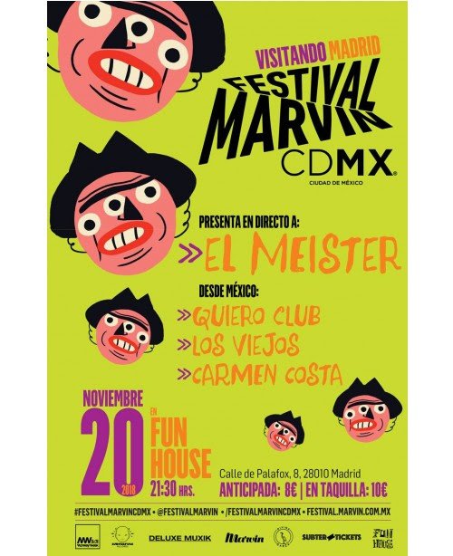 #evento. <a href="/el_meister/">EL MEISTER</a> <a href="/QuieroClub/">Quiero Club</a> <a href="/losviejos/">guadalupe flores</a> y Carmen Costa el 20/11 en <a href="/FunHouseMadrid/">Fun House Music Bar</a> dentro del <a href="/FestivalMarvin/">FESTIVAL MARVIN</a> by <a href="/Subterfugerec/">Subterfuge Records</a>