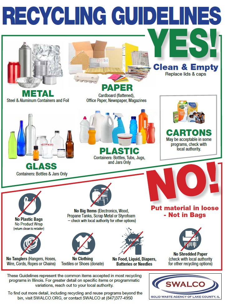 LakeCountyIL's tweet photo. To celebrate #AmericaRecyclesDay, @swalco created new recycling guidelines for Lake County residents to make it easier for you to determine what can, and what can't be put in curbside recycling bins. https://t.co/UEw0Yy5ZDZ https://t.co/PVOStJIBgs