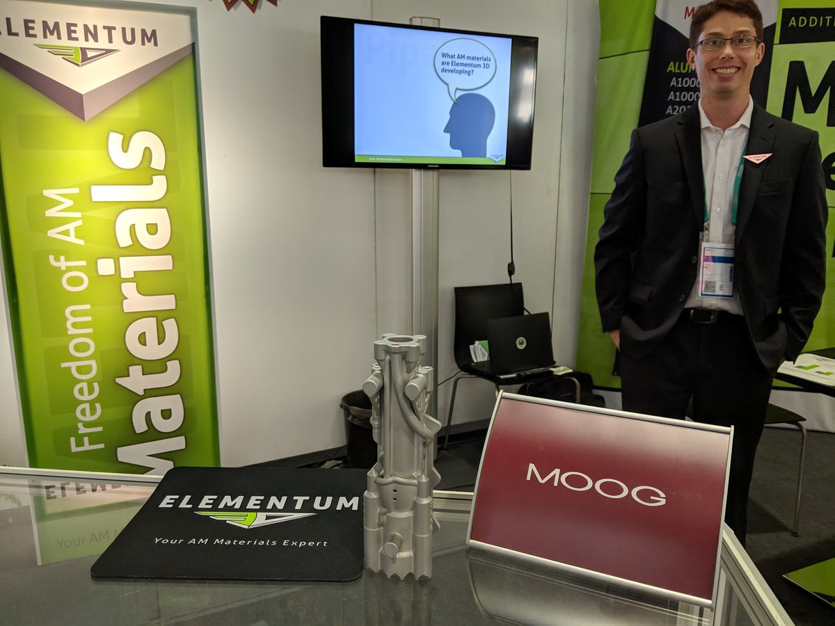 Moog_Inc's tweet image. We&apos;re at #FormNext2018 this week learning about new aluminum materials &amp;amp; metal matrix composites! We&apos;ve even had some of our parts printed by Elementum to test!