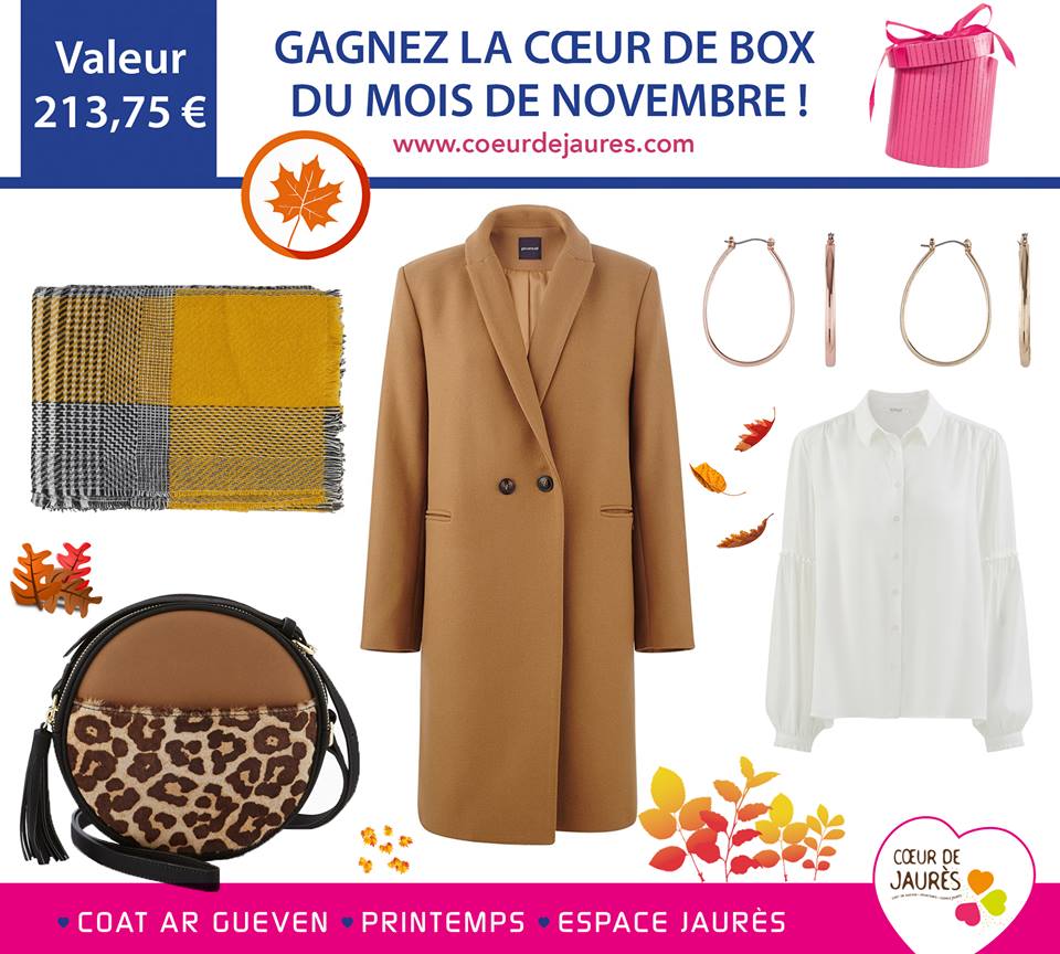 #BREST GAGNEZ TOUS LES ARTICLES PRÉSENTS SUR LA PHOTO ! 
La #CoeurdeBox de #novembre vous plonge dans un style chic et chaud ! Valeur totale : 213,75 € !!!!
🍁 Pour jouer : 
1/ RT
2/ RDV ici ! >> goo.gl/LNTmPY