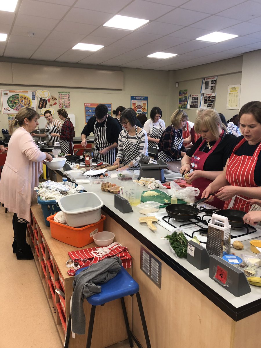 MarkHeirs's tweet photo. What a fantastic morning I held an @SBFutureChef heat with a difference, I had 40 home economics teachers from across @PerthandKinross cooking in the same conditions as the kids do in the competition, very very competitive 😉 Well done to the winners from @BlairgowrieHS https://t.co/c4lwCS5pAP