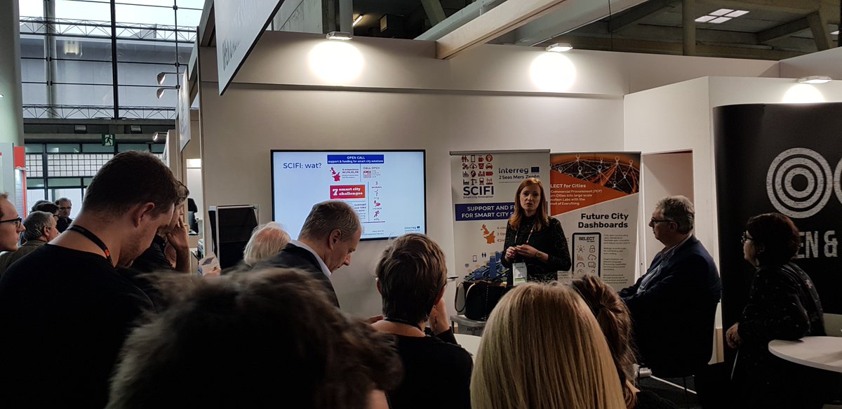 <a href="/Eefbuyck/">eveline buyck</a> from <a href="/StadBrugge/">Stad Brugge</a> presenting our #SCIFIproject to a delegation of Cities at the <a href="/oascities/">Open & Agile Smart Cities & Communities</a> booth in the #SCEWC18 
<a href="/CamCleantech/">Cambridge Cleantech</a> #SmartCity #OpenData