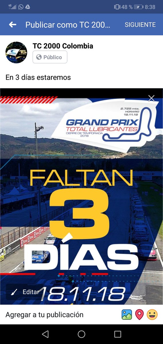 tc2000colombia's tweet photo. En 3 días estaremos viviendo toda la emoción de la Gran Final. El Gran Prix TOTAL Lubricantes cierre de temporada 2018 nos dará una jornada de infarto. ¡Acompañanos! @TotalCol https://t.co/KhlGa50POX