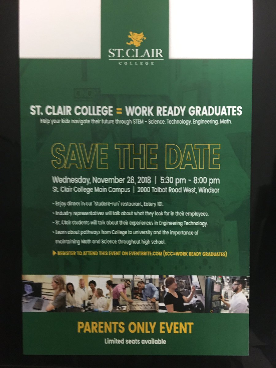 WECDSBPathways's tweet photo. Calling parents! @StClairCollege is hosting a dinner and information session for you as you help your child navigate Science, Technology, Engineering, Math—STEM pathways. @WECDSB @HolyNamesCHS @VillanovaWECDSB @SteAnneCHS #WorkReadyGraduates Register on @eventbrite https://t.co/FoedkCuTbp