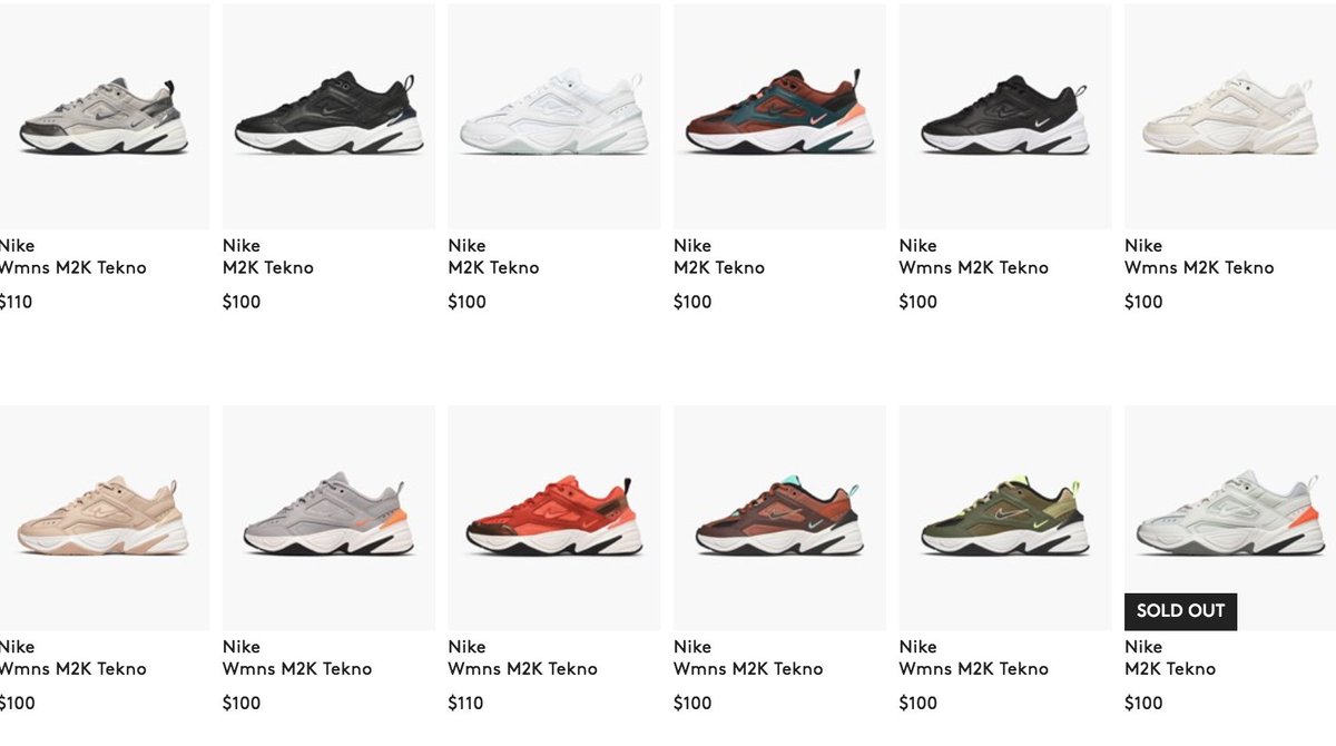 nike m2k tekno all colors