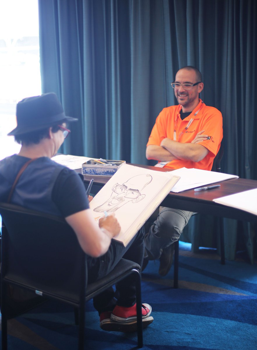 RadialPath's tweet photo. Some from @zapeeringforum today! Great to see Markus Arnold of @flexOptix get a Caricature done! I'm sure @calanish will appreciate this. Brilliant shot of Eric Verhoef in attendance with @PetraWensing of @AMS_IX too! #ZAPF3 https://t.co/n6m1v3cJDA