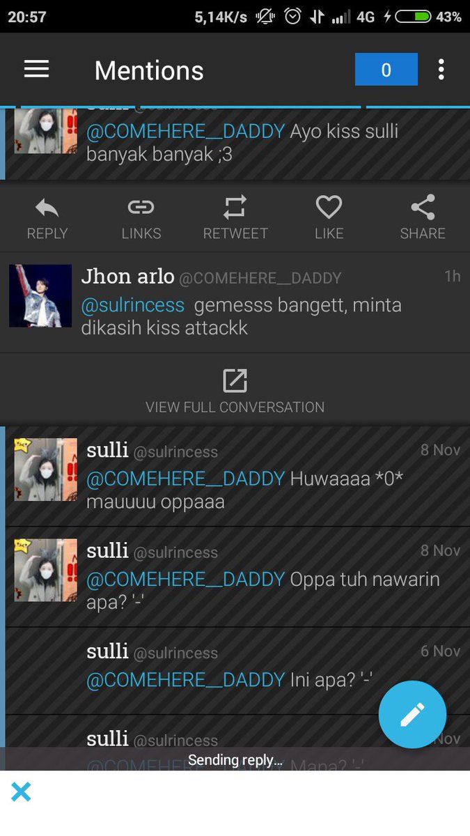 Udh sejak sending terus :(