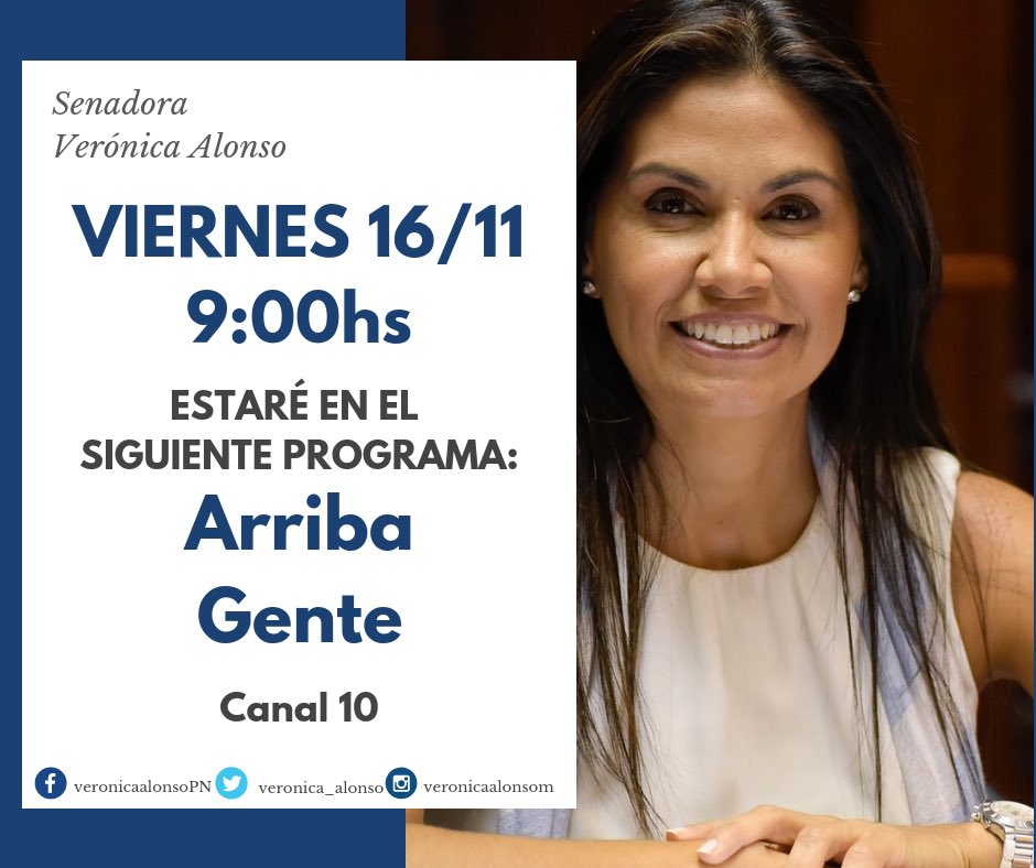 veronica_alonso's tweet photo. Mañana a las 9hs estaré en @arribagente por @canal10uruguay.

Nos vemos 😉 https://t.co/EwhvtG57SM