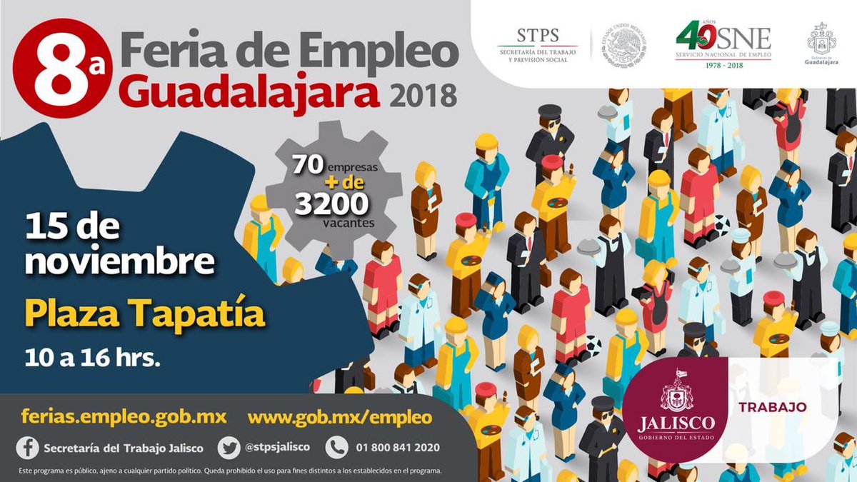 gilortegavaldes's tweet photo. Hoy en plaza Tapatía estarán 70 empresas ofertando más de 4300 oportunidades de empleo formal en la   #FeriadeEmpleo en #Guadalajara.  El @INAMI_mx  atenderá a migrantes que  busquen trabajar en nuestro país de manera legal. @SEGOB_mx @STPS_mx @1campa @navarreteprida #Trabajo https://t.co/CLetOc2Ybv