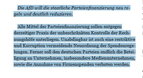 Aus dem #AFD #Bundestagswahlprogramm 💵💴💶💷💰💳💸💵💶💴💰
#btw2017 #Parteienfinanzierung #Weidel #Spendensumpf #Belgien #Schweiz #Spendenaffaere