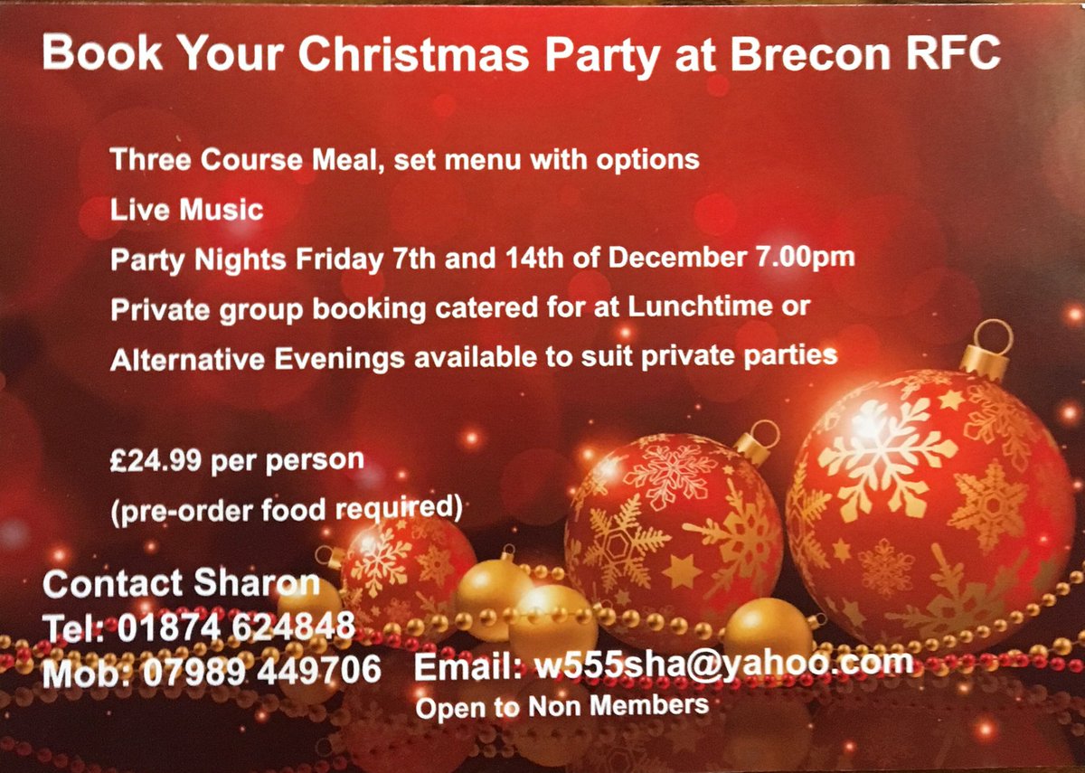 BRECONRFC's tweet photo. 🎄🎅🏻🎄🎅🏻🎄🎅🏻🎄🎅🏻🎄🎅🏻🎄
Get your bookings in early guys. https://t.co/jz91MXnpRc