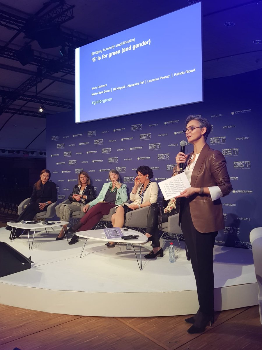 Womens_Forum's tweet photo. .@GuillemotMarie, @KPMG_France Partner introduces the conference: "G is for green (and gender)" on purple stage! #gisforgreen #WFGM18 https://t.co/De8rIdG5A8