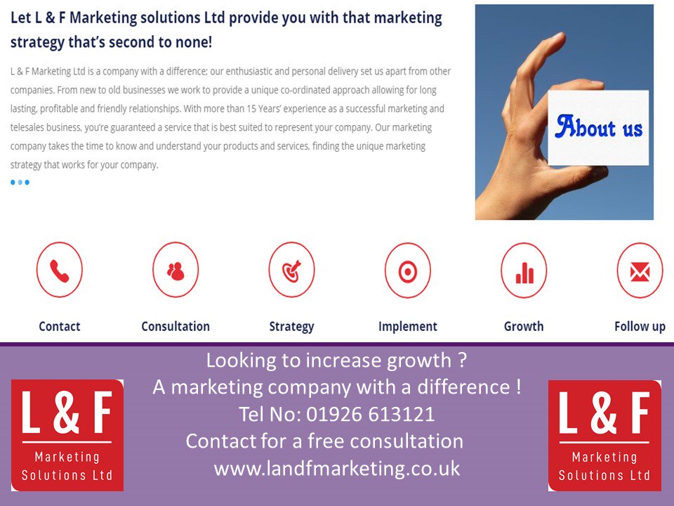 Are you a new or small #Business looking to increase #Growth & #Returnoninvestment ? Contact landfmarketing.co.uk  for a free consultation #ukmfg #uksmallbizrt #atsocialmediart #ukhashtags #Warwick #WestMidlands #Brumisbrill #warwickhour #TeaHour #WestMidshour