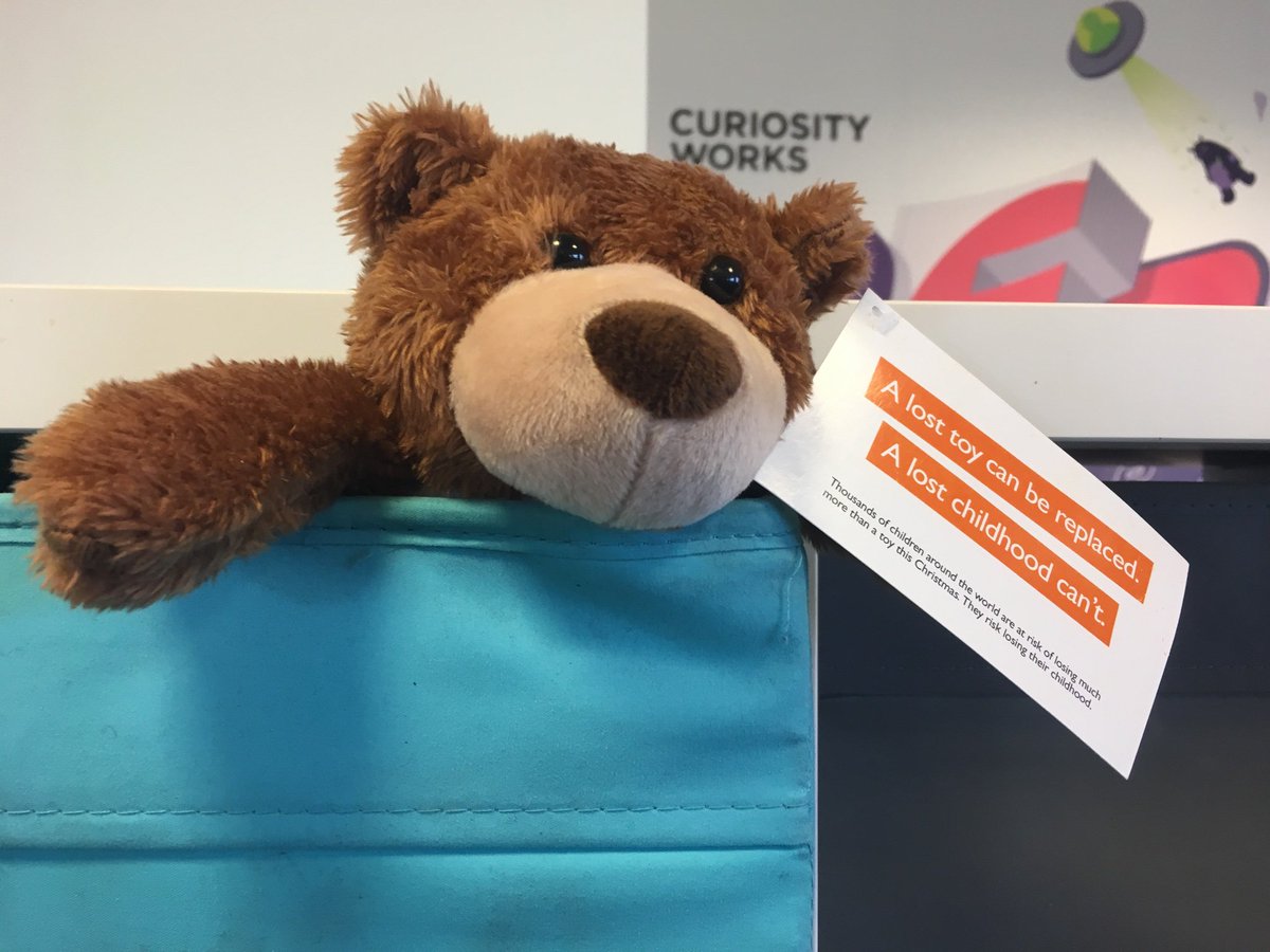 Chattalie's tweet photo. A lost toy can be replaced. A lost childhood can’t! Powerful message from @WorldVisionUK this Christmas! #christmas #sharehope #bear #toy #child #childhood #charity https://t.co/NVmzn1TTM9