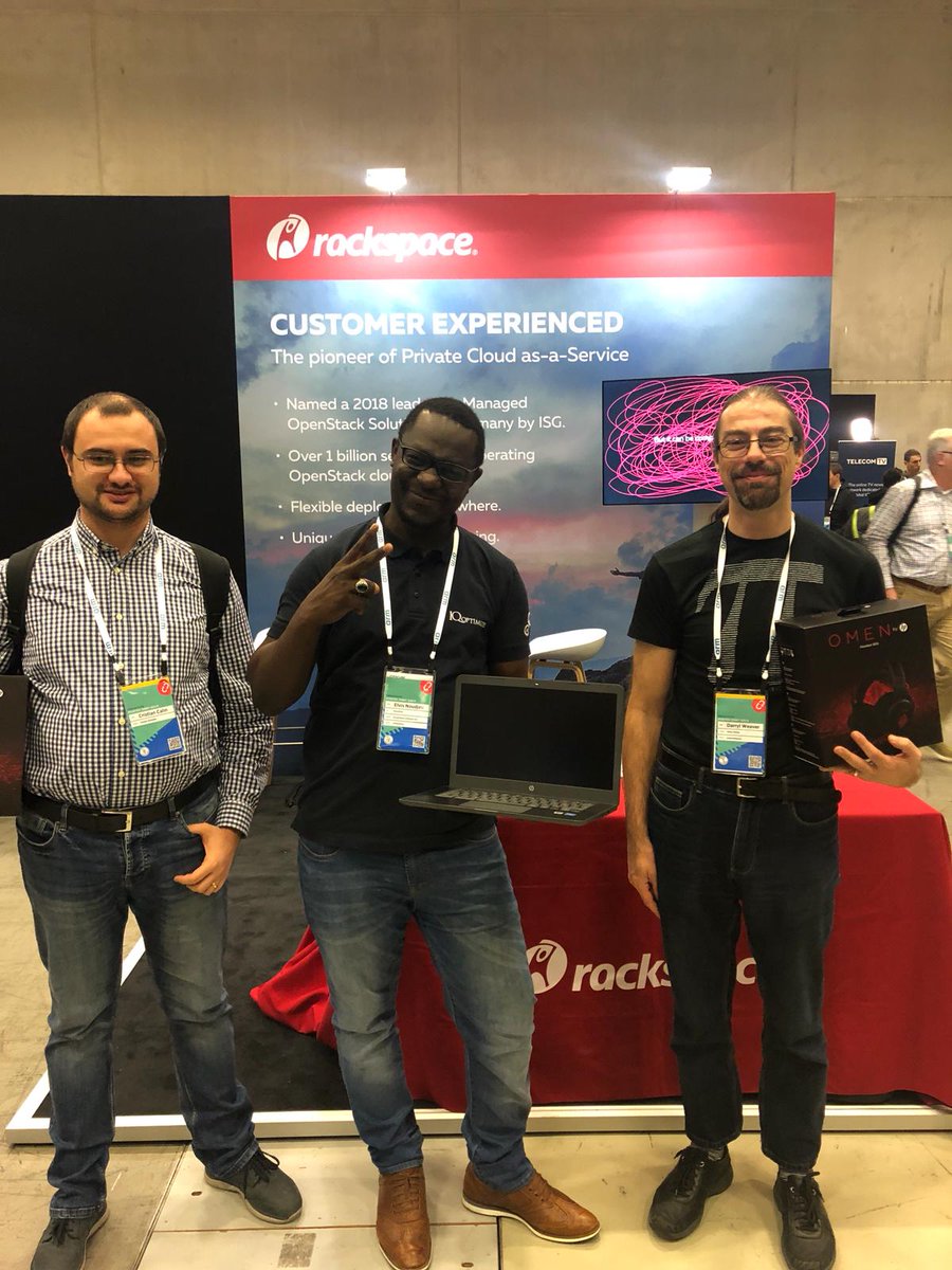 Rackspace_EMEA's tweet photo. We have announced our Fix the Stack winners at #OpenStack. Well done to Darryl and Cristian for coming second and third, and a huge congratulations to Elvis for placing at the top of our leaderboard! https://t.co/kPrdaidTs1