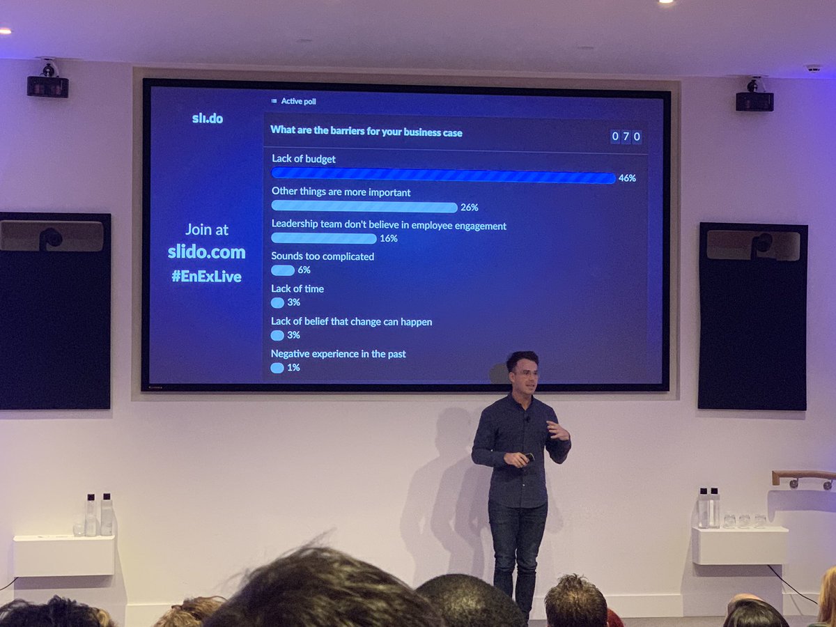EnExcellence's tweet photo. What are the barriers for your business case? Do you agree with the results of our poll? #EnExLive https://t.co/jRkU9lKQal