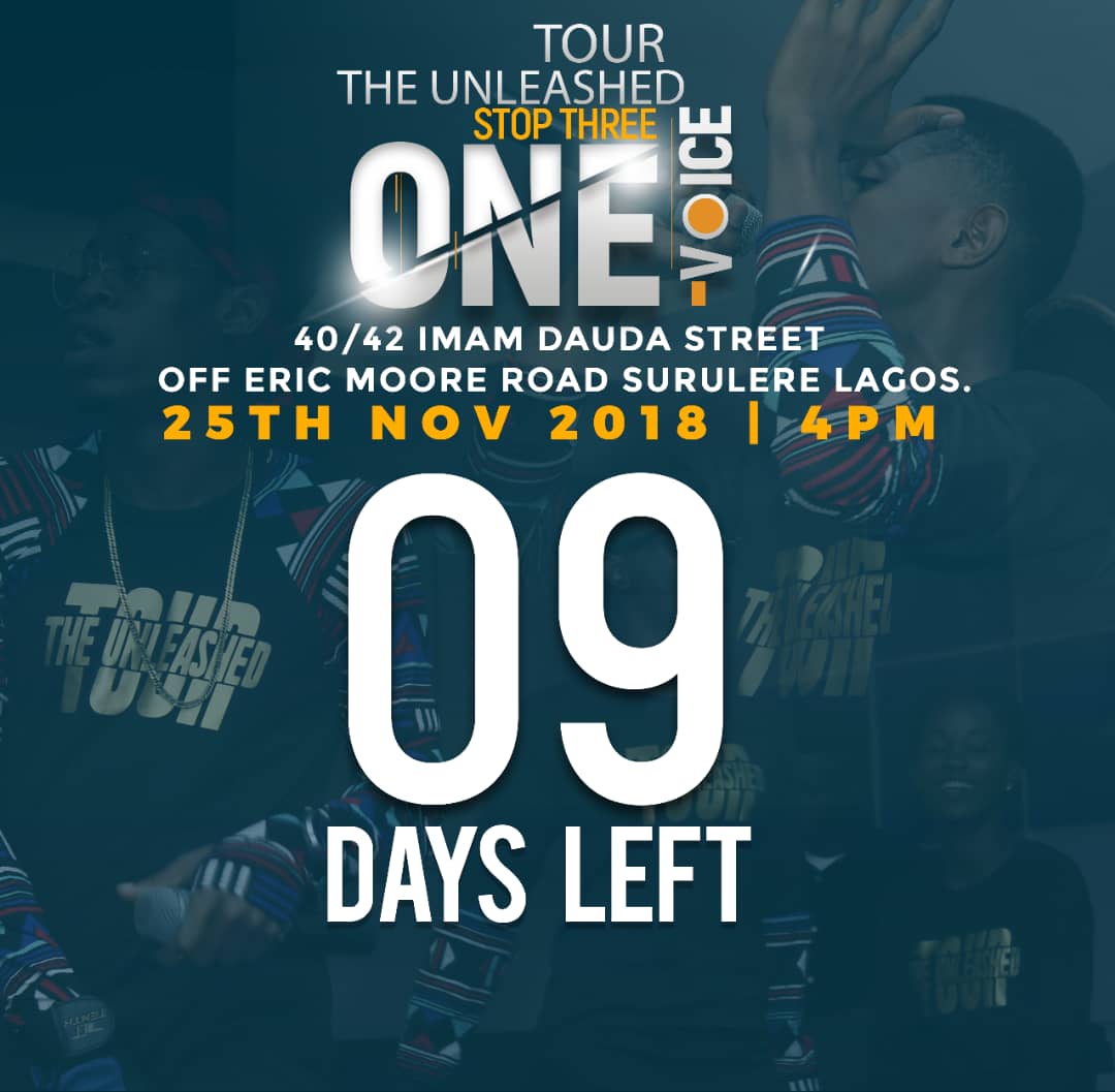 KlubDaniel's tweet photo. 9 more days to go. I pray you don't miss this for anything. #TourTheUnleashed #Stop3 #OneVoice #Worship #Youthful https://t.co/s5tjF5sZoG
