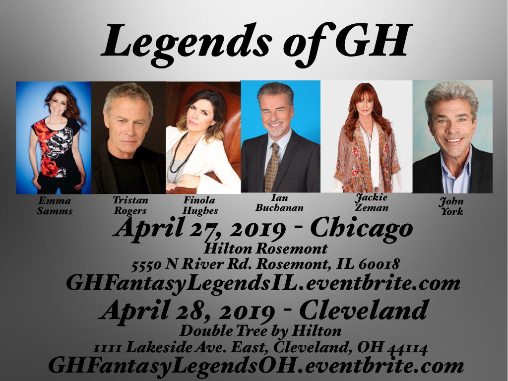 coastalent1's tweet photo. #LegendsofGH @EmmaSamms1 @tristanrogers @finolahughes @KilttripUSA @JackieZeman @JohnJYork @GHFantasyEvents! #Chicago #Cleveland join us! https://t.co/oxcXDJvmFp