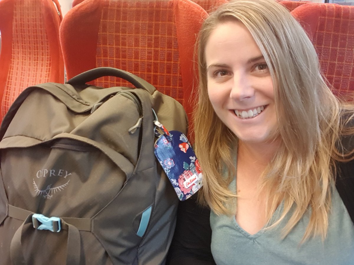 em_luxton's tweet photo. Obligatory #backpackselfie on the train because I am OFF on a new adventure 🤩🤩🤩 #basicbackpacker https://t.co/EZZk9Jv9Fg