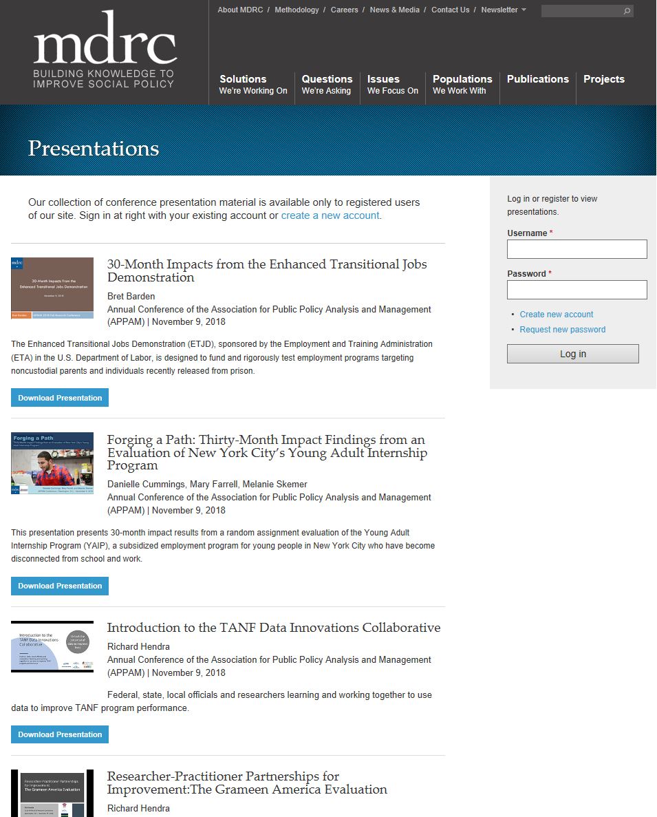 MDRC_News's tweet photo. Did you miss one of MDRC's presentations at the recent @APPAM_DC Fall Research Conference? We've just posted a selection of slide decks! https://t.co/NyjCPjkBBO #2018APPAM #APPAM2018 https://t.co/dVeiZ5cdXG