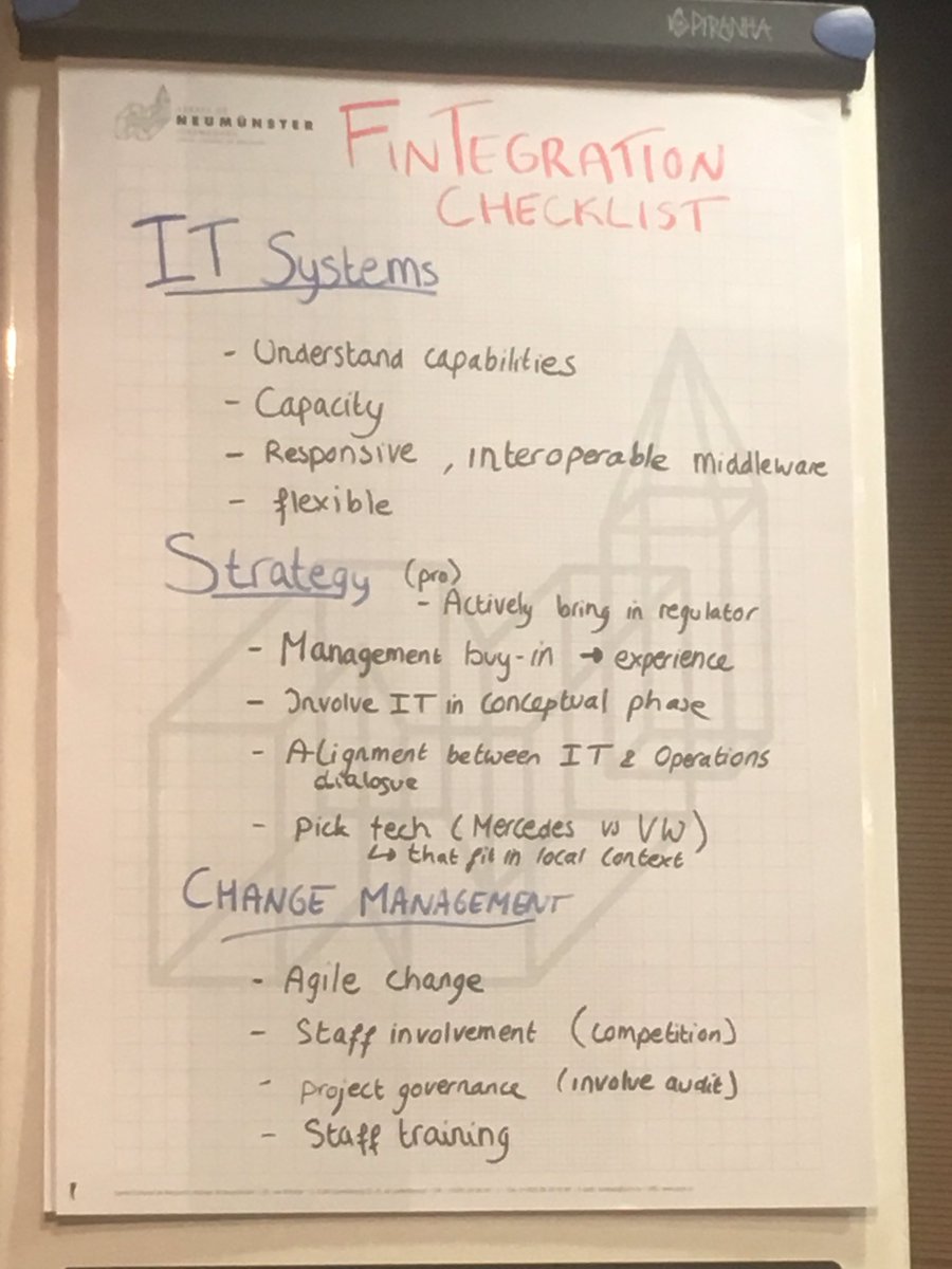#EMW2018 Checklist commonly established at #fintegration panel! Great job <a href="/FMO_development/">FMO - Dutch entrepreneurial development bank</a>‘s Lonneke Noteboom.