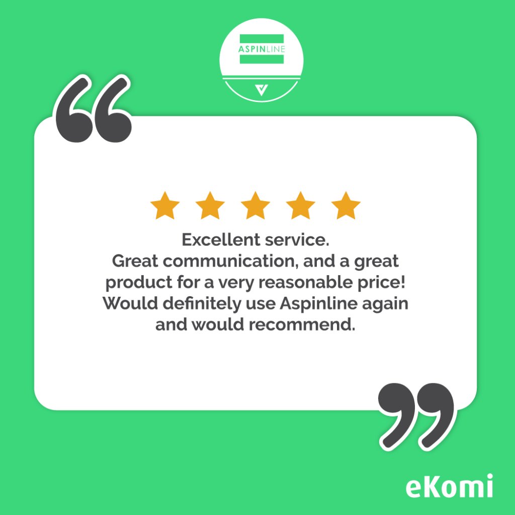 Five Star Review for #Aspinline! ⭐⭐⭐⭐⭐Check out more reviews on our <a href="/eKomi/">eKomi</a> today! qoo.ly/tegyw