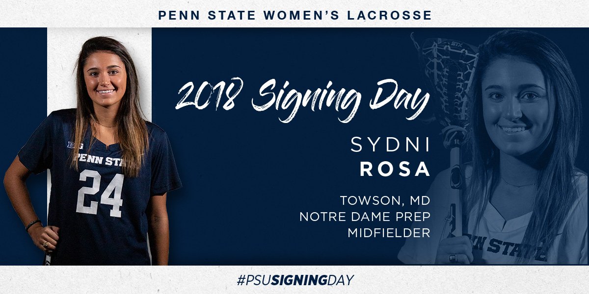 Welcome Sydni Rosa to the Nittany Lion family!!! Rosa helped Notre Dame Prep to a 17-4 record and a No. 1 national ranking by Inside Lacrosse! She has three family members who attended Penn State! #WeAre #PSUSigningDay
 
gopsu.info/2zSKSfL