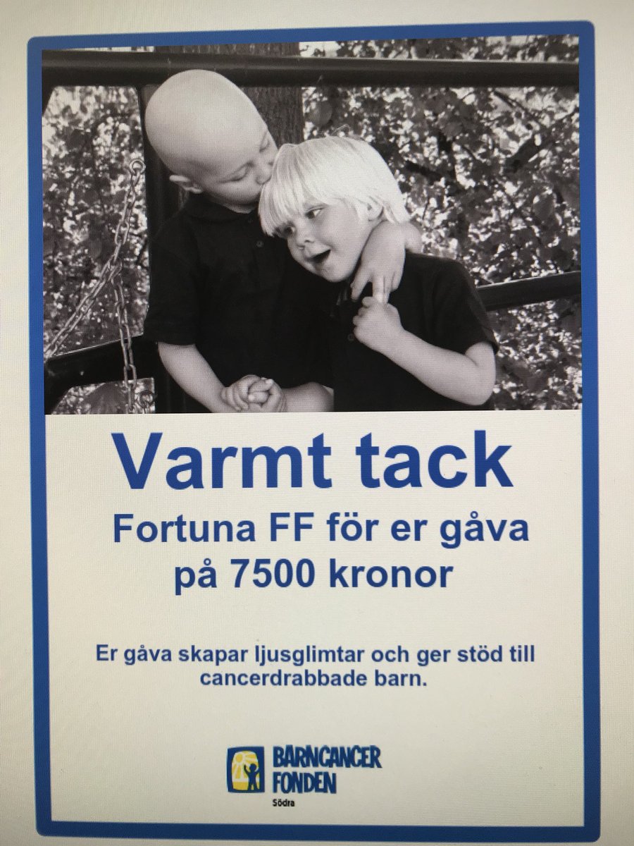 Herrlaget startade inför säsongen upp #MålMotCancer. Där varje  spelare plus alla privatpersoner som ville delta skänkte 5:-/mål laget gjorde i serien till <a href="/barncancerfond/">Barncancerfonden</a> 
Hoppas att detta kan göra skillnad för någon om så bara för en dag.. ❤️
 #finafortuna