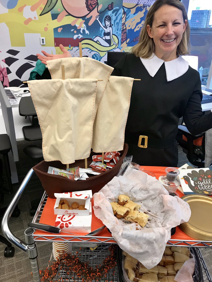 amymbley's tweet image. Today in history, the @ChickfilA Mayflower brought hopes of peace, love, and #chicknminis. 😉 Giving many thanks this morning! #happythanksgiving @mktg #atlanta