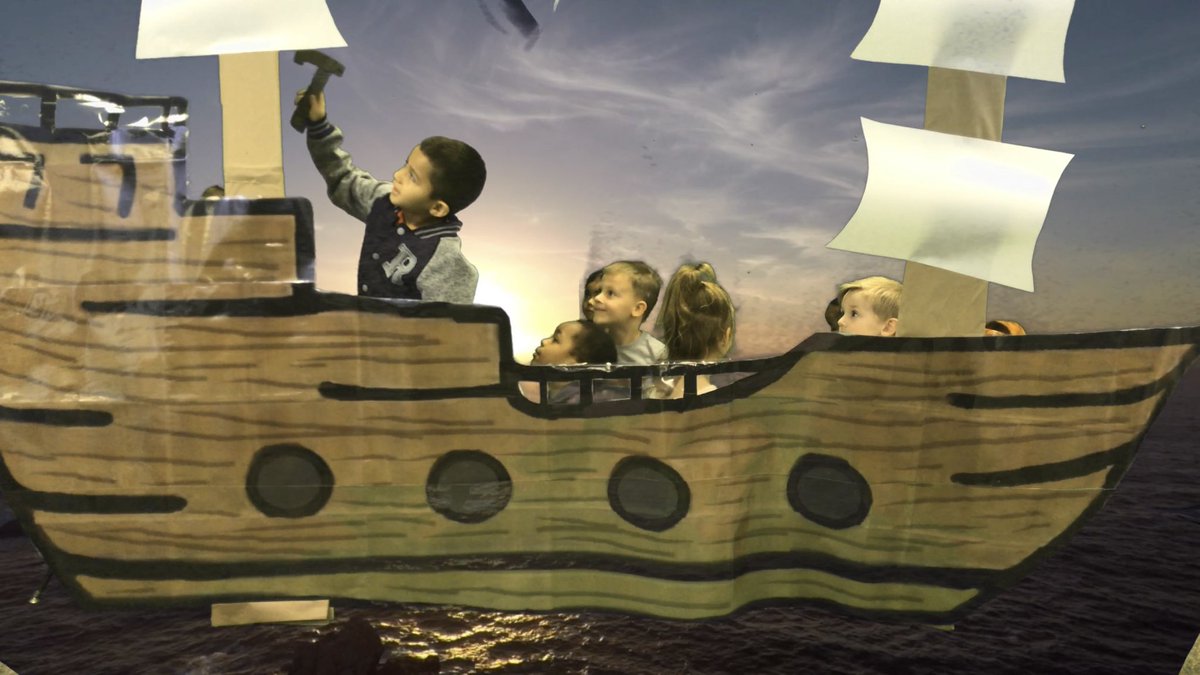 fishkinder's tweet photo. First experience using a green screen with #Kindergarten today! We traveled on the Mayflower to learn about the Pilgrims’ hardships on their journey to America! #kickstARTcobb https://t.co/ftyaLWriYQ