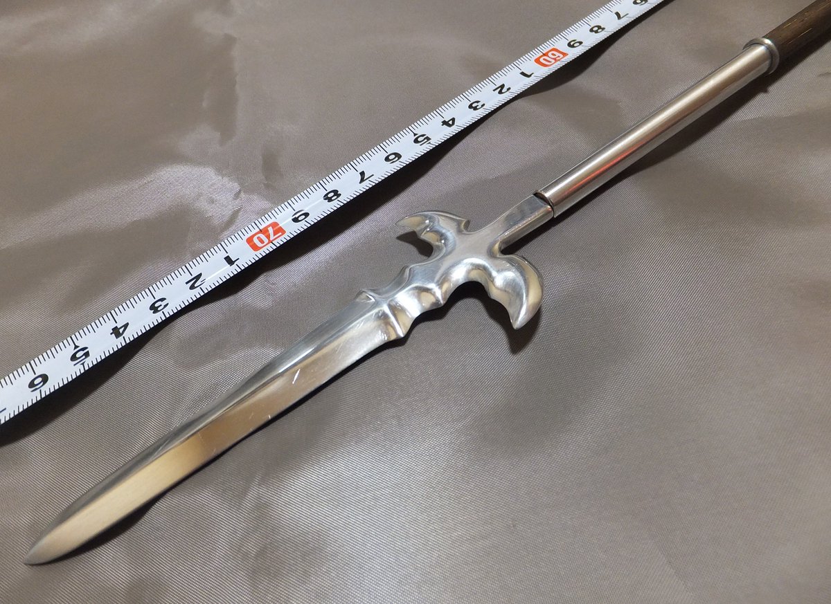 首にロープ フィギュア用武器 ミニチュア武器 ドール武器 1 3サイズ パルチザン アルミ削り出しでの曲線美 自画自賛ｗ もうちょい厚手の素材使えばもっと立体感でてよかったのに失敗失敗